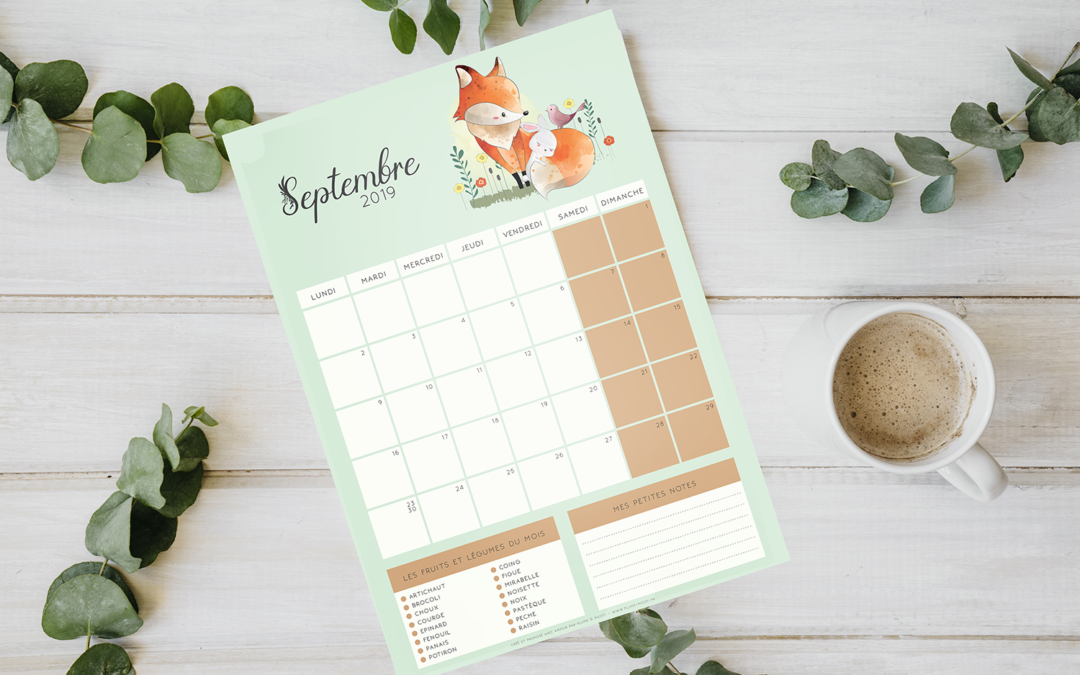 Calendrier de Septembre 2019 à imprimer
