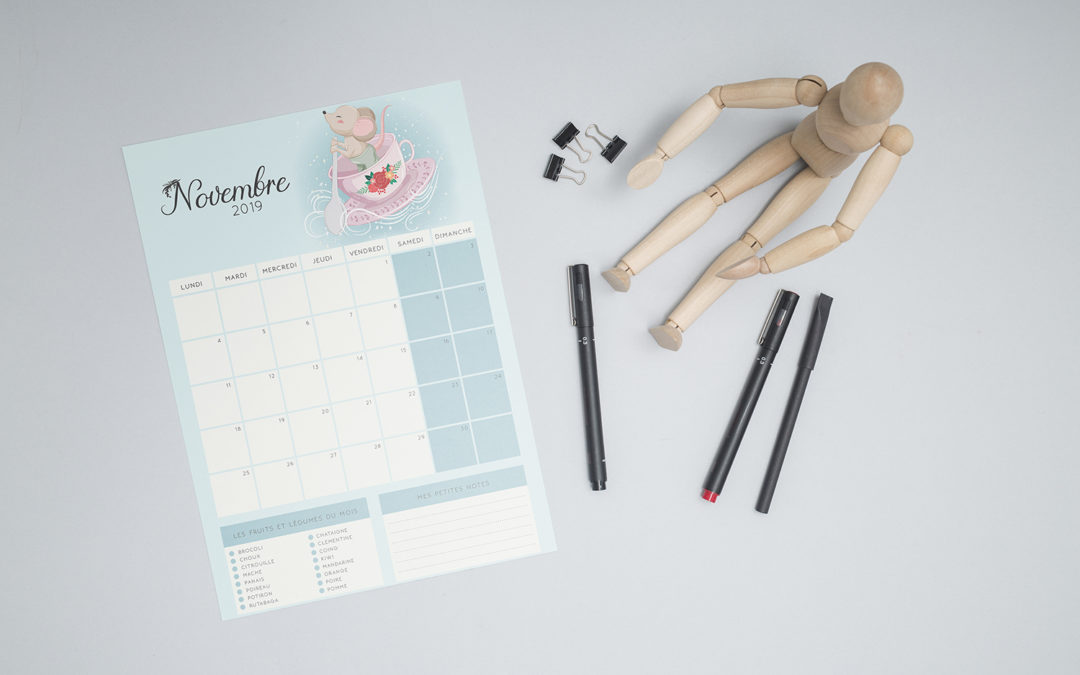 Calendrier de Novembre 2019 à imprimer