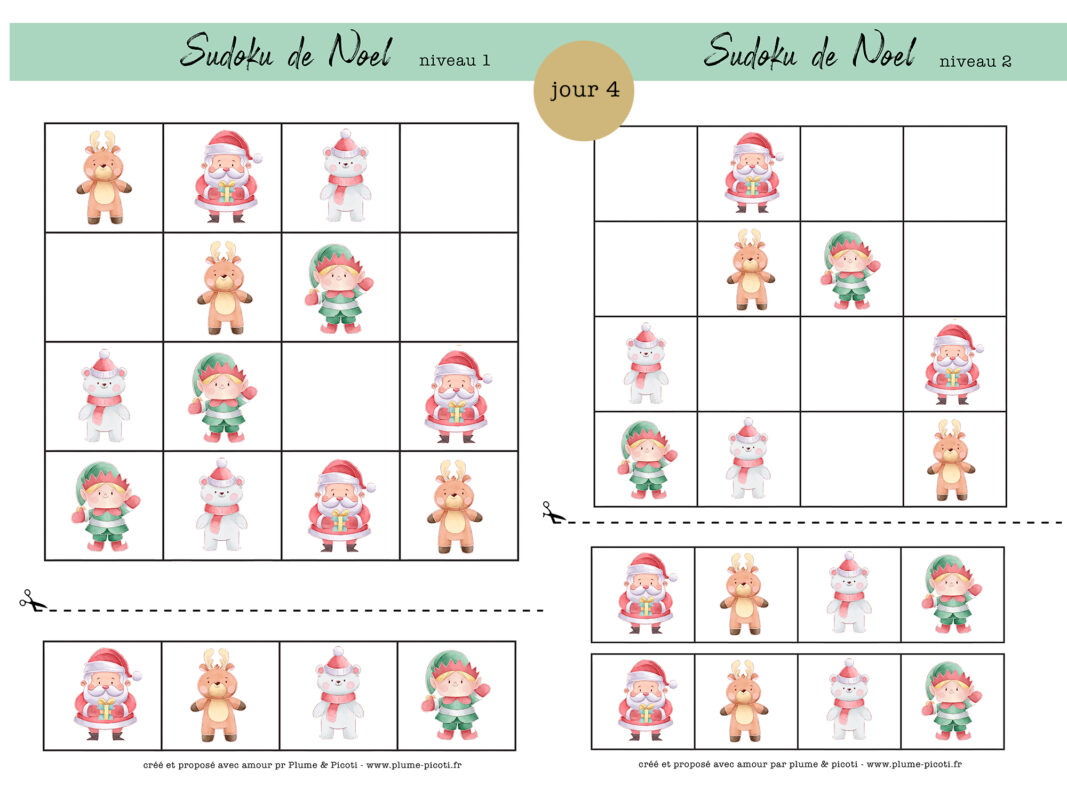 Sudoku de Noël Plume & Picoti