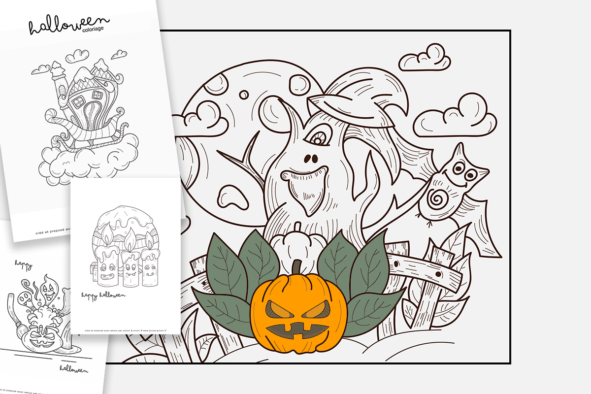 4 coloriages pour Halloween