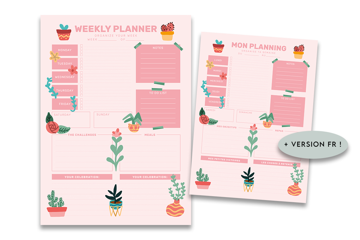 Weekly planner “Pink” à imprimer