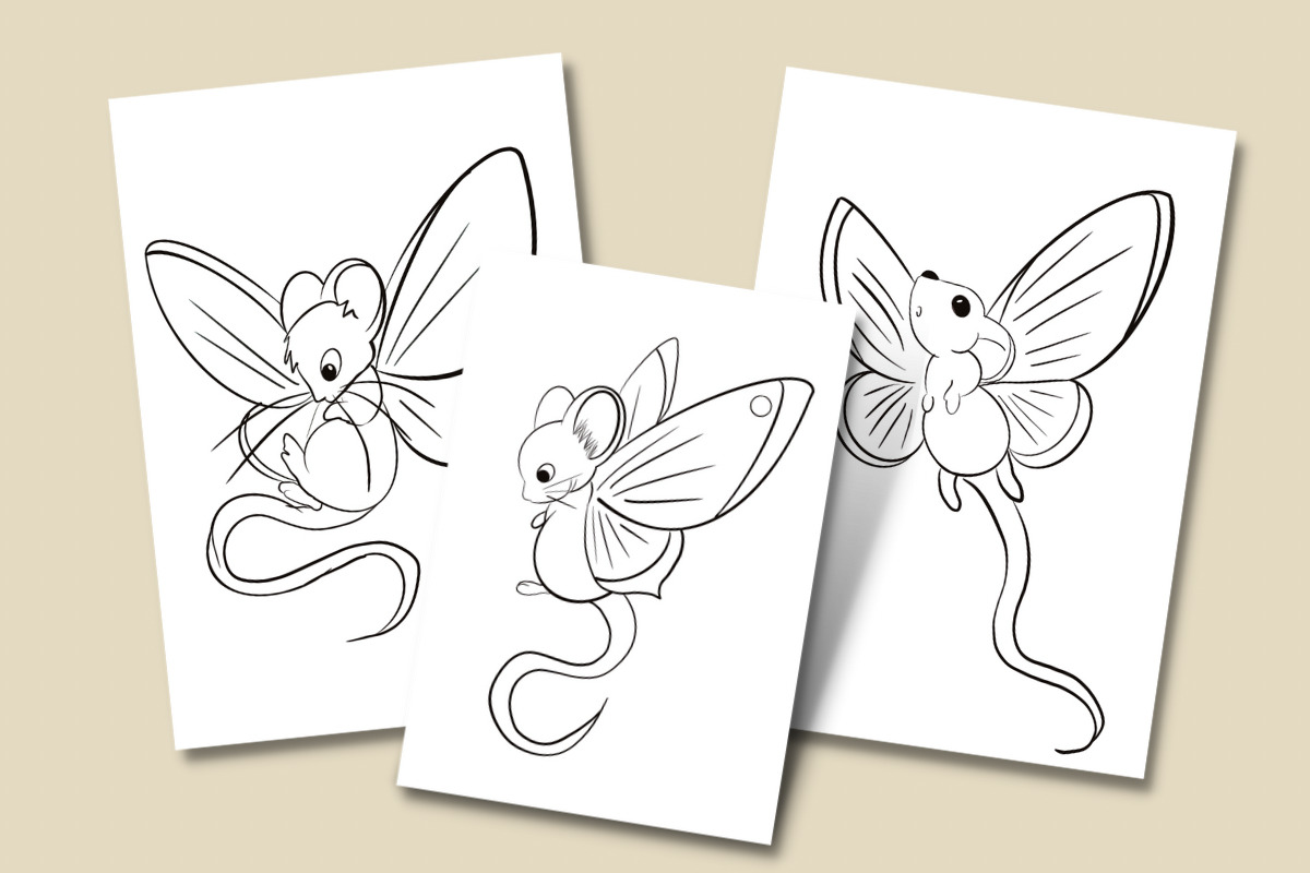 3 coloriages souris – papillon à imprimer
