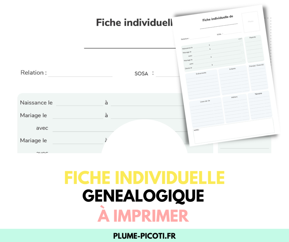 Fiche individuelle généalogique à imprimer