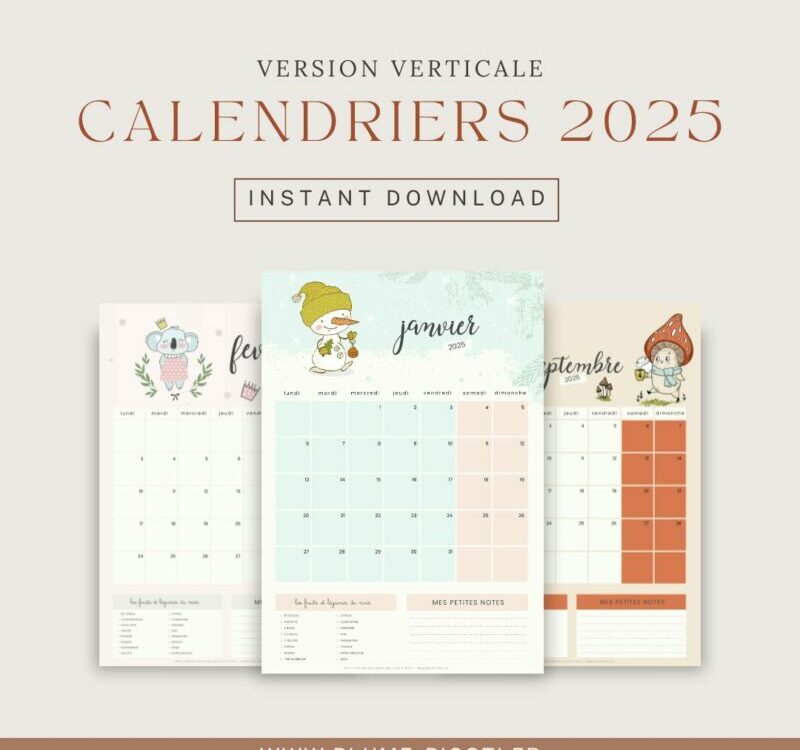 Calendriers 2025 - version verticale