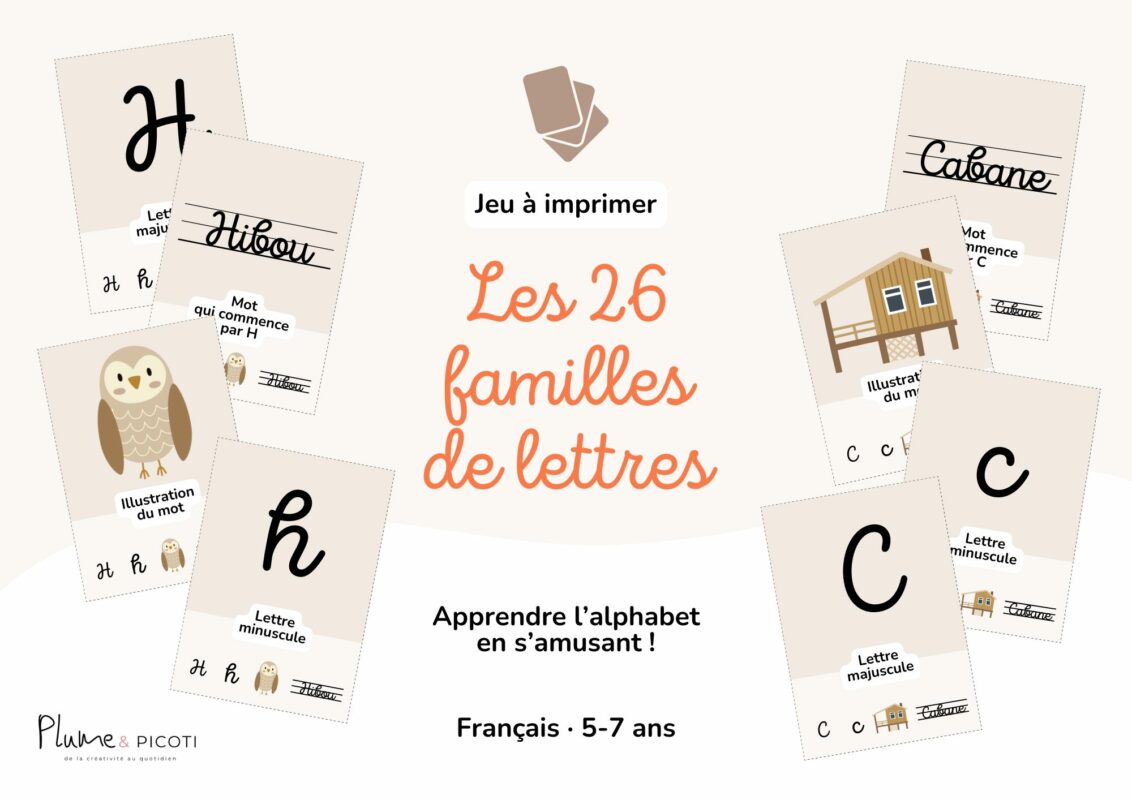 Jeu des 7 familles de l’alphabet – version complète (A à Z)