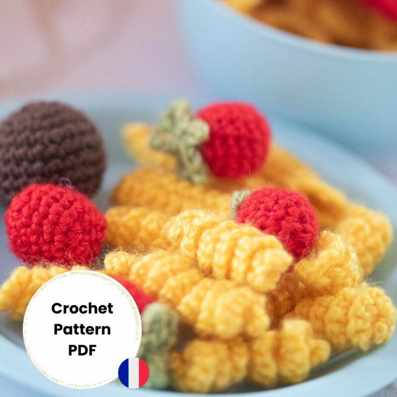 Tutoriel crochet : un bundle de pâtes au crochet pour la dinette