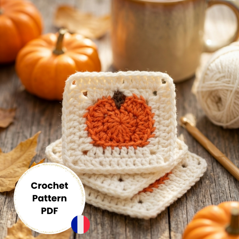 Granny square citrouille au crochet : tutoriel PDF gratuit
